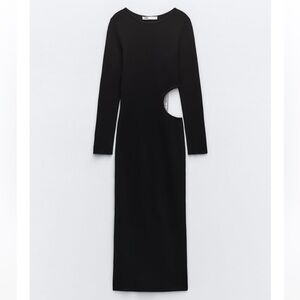 Zara Chain Trim Cut Out Knit Dress